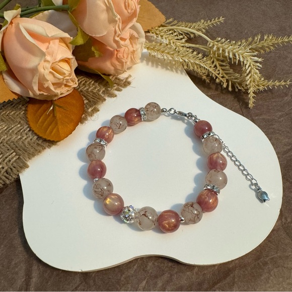 Earthy Pink Simmer Beaded Bracelet - Picture 3 of 5